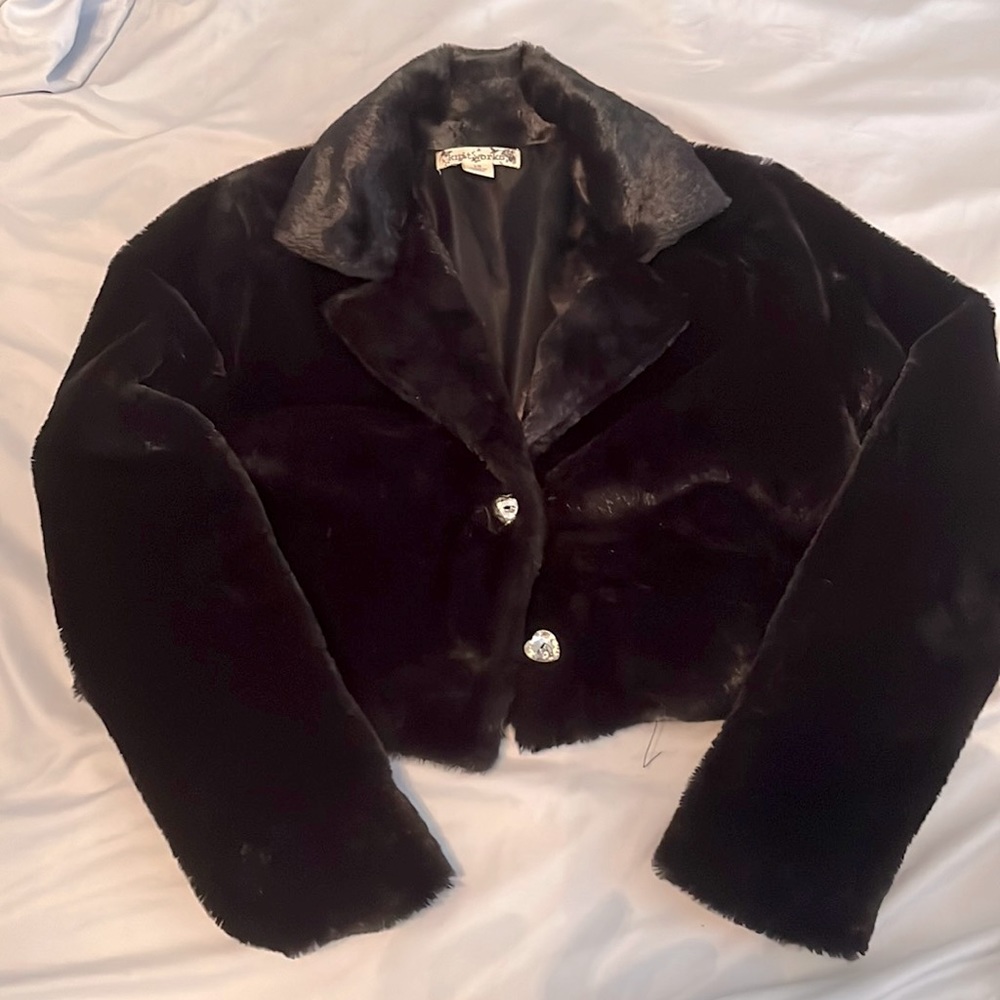 Little girls Knit Works Faux Fur party dress coat